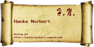 Hanke Norbert névjegykártya